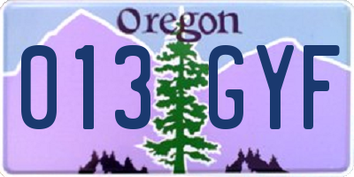 OR license plate 013GYF