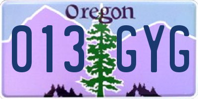 OR license plate 013GYG