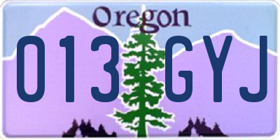 OR license plate 013GYJ