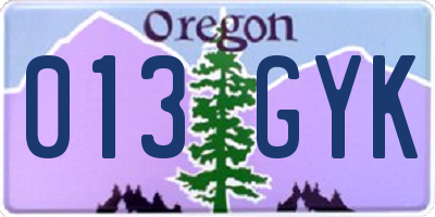 OR license plate 013GYK