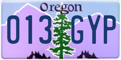 OR license plate 013GYP