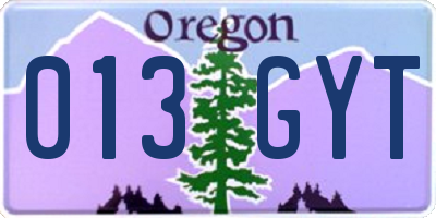 OR license plate 013GYT