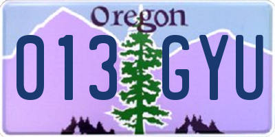 OR license plate 013GYU