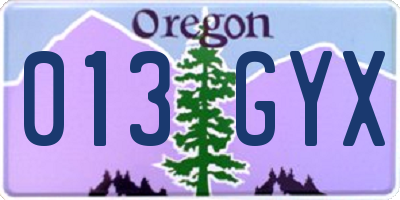 OR license plate 013GYX