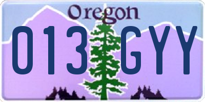 OR license plate 013GYY
