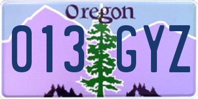 OR license plate 013GYZ