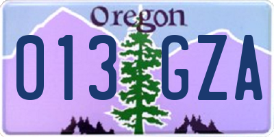 OR license plate 013GZA