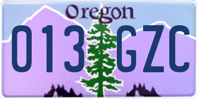 OR license plate 013GZC