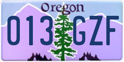 OR license plate 013GZF