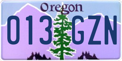 OR license plate 013GZN