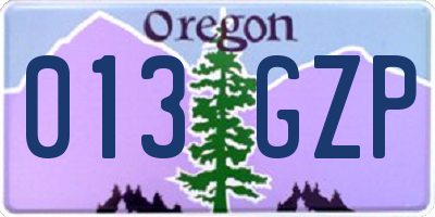 OR license plate 013GZP