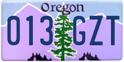 OR license plate 013GZT