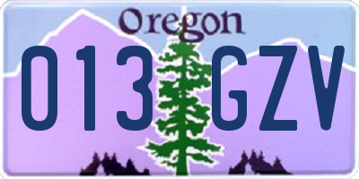 OR license plate 013GZV