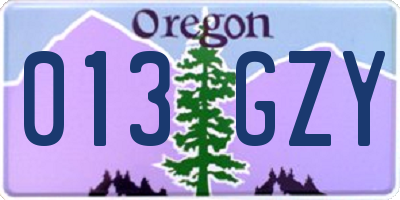 OR license plate 013GZY