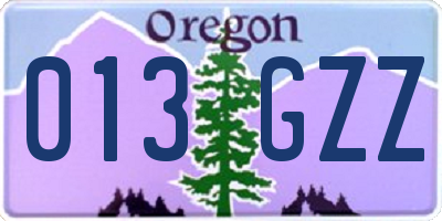 OR license plate 013GZZ