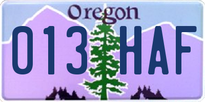 OR license plate 013HAF