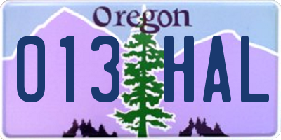 OR license plate 013HAL