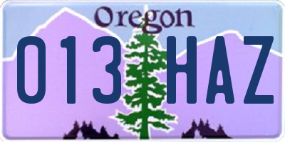OR license plate 013HAZ