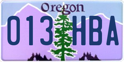 OR license plate 013HBA