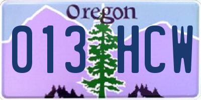 OR license plate 013HCW