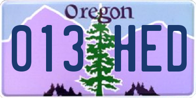 OR license plate 013HED