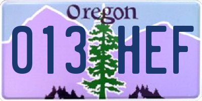 OR license plate 013HEF