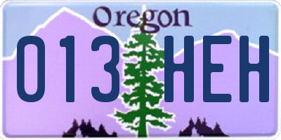 OR license plate 013HEH