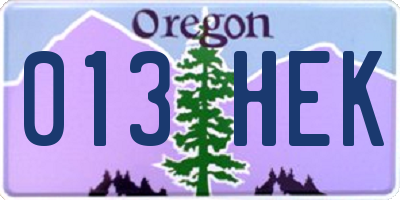 OR license plate 013HEK