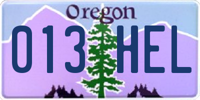 OR license plate 013HEL