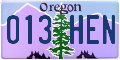 OR license plate 013HEN