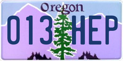 OR license plate 013HEP