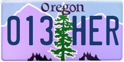 OR license plate 013HER