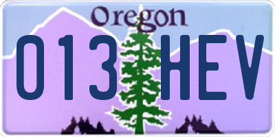 OR license plate 013HEV