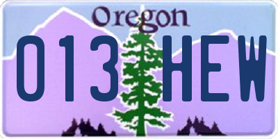 OR license plate 013HEW