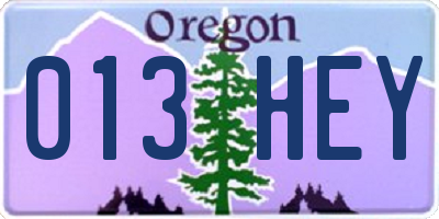 OR license plate 013HEY