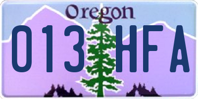 OR license plate 013HFA