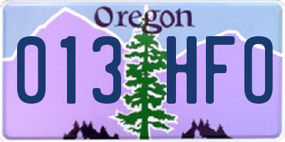 OR license plate 013HFO
