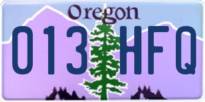 OR license plate 013HFQ