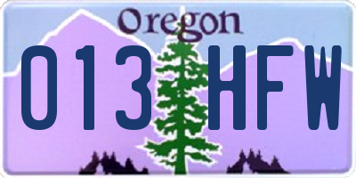 OR license plate 013HFW