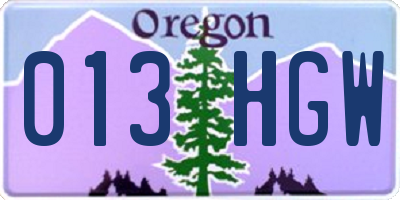 OR license plate 013HGW