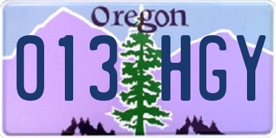 OR license plate 013HGY