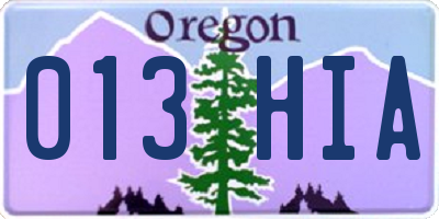 OR license plate 013HIA