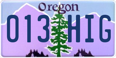 OR license plate 013HIG