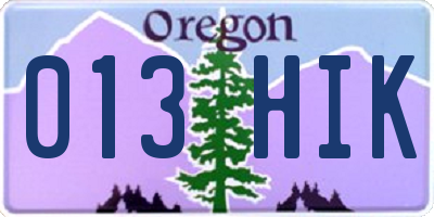 OR license plate 013HIK