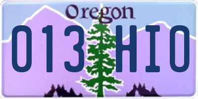 OR license plate 013HIO