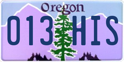 OR license plate 013HIS