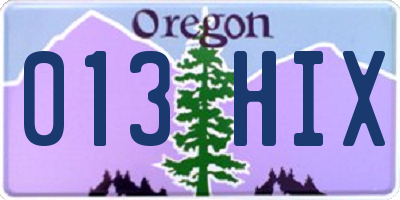 OR license plate 013HIX