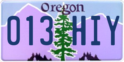 OR license plate 013HIY