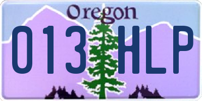 OR license plate 013HLP