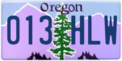 OR license plate 013HLW